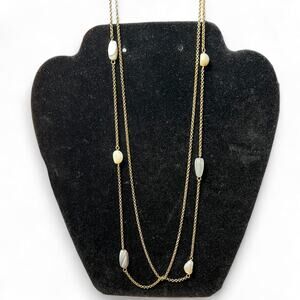 NWT Charming Charlie Gold-Tone Layered Station Necklace w/ White Stones